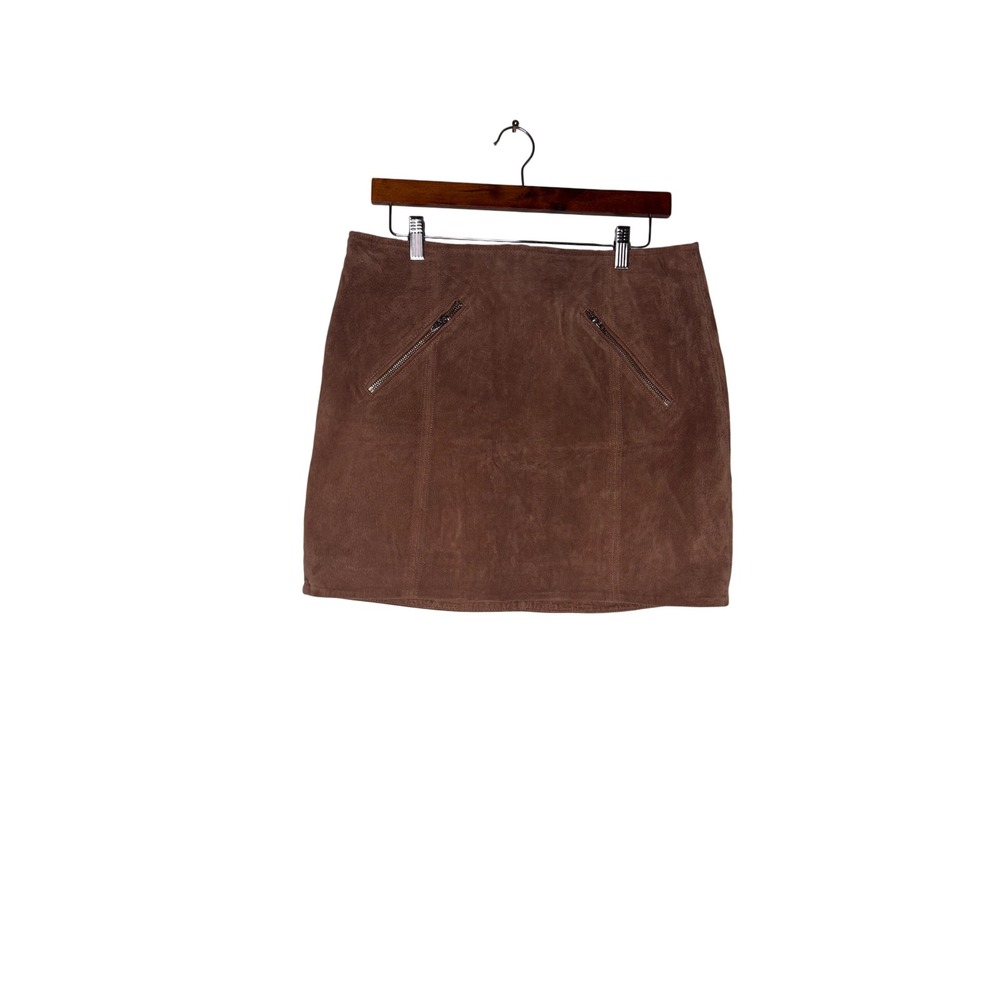 BLANKNYC Suede Zipper Pocket Mini Skirt‎ Brown Size 31